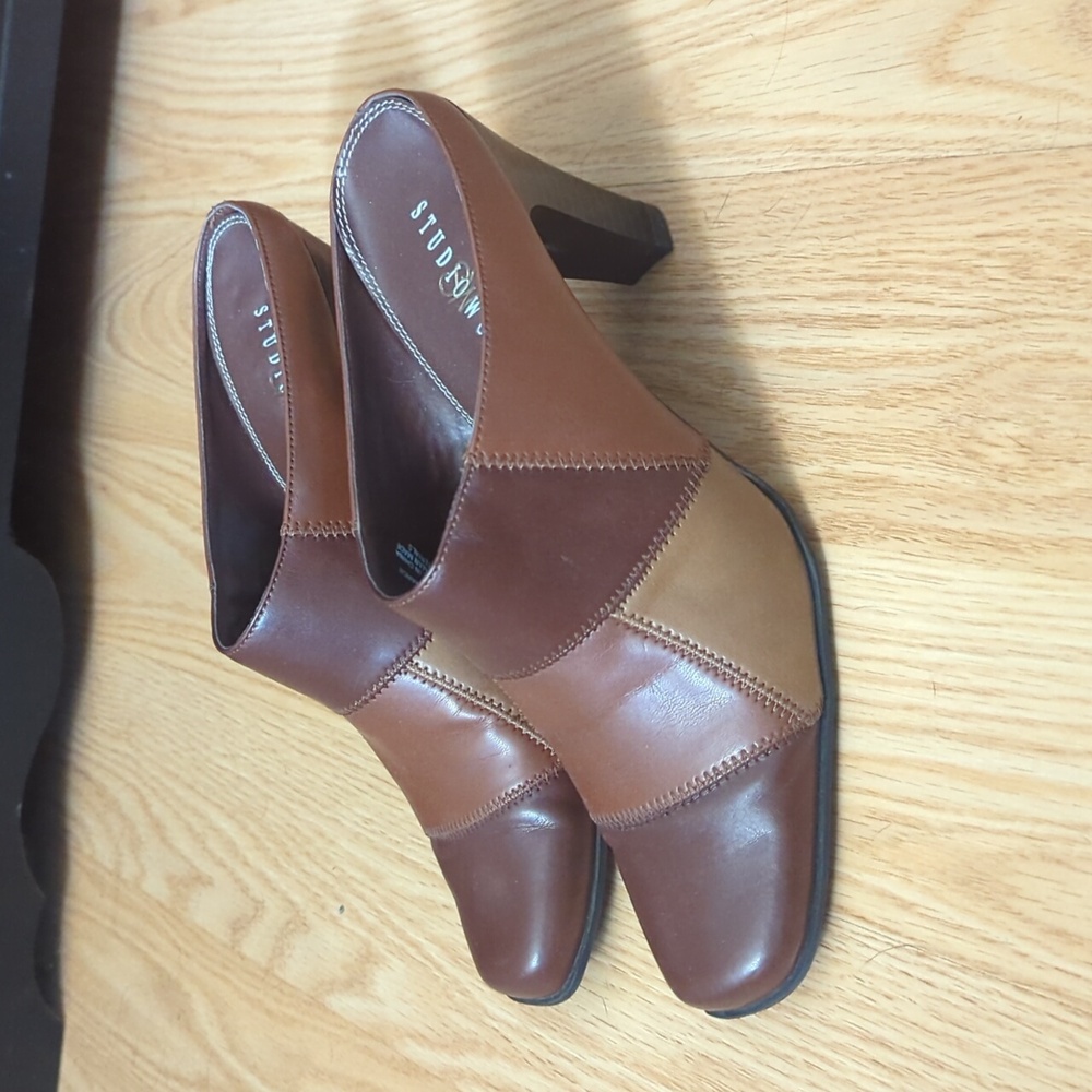 *Last Chance* Patchwork Square Toe Heeled Mules